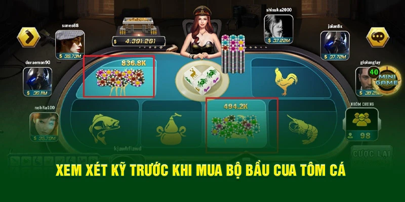 Xem xét kỹ trước khi mua bộ bầu cua tôm cá